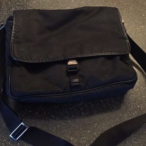 Black mens Prada messenger bag
